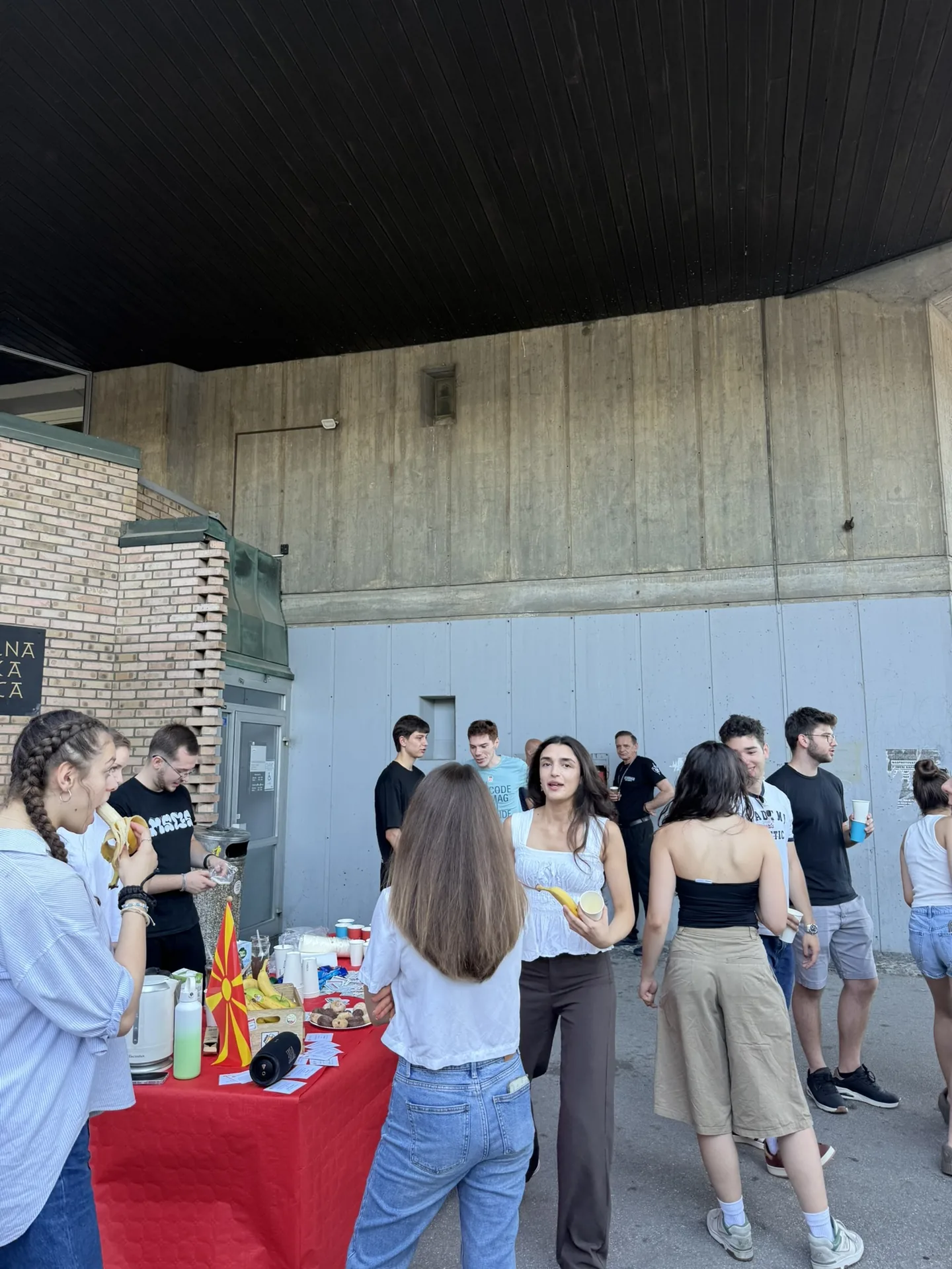 Students talking together during Morning Coffee in Front of CTK 2026.