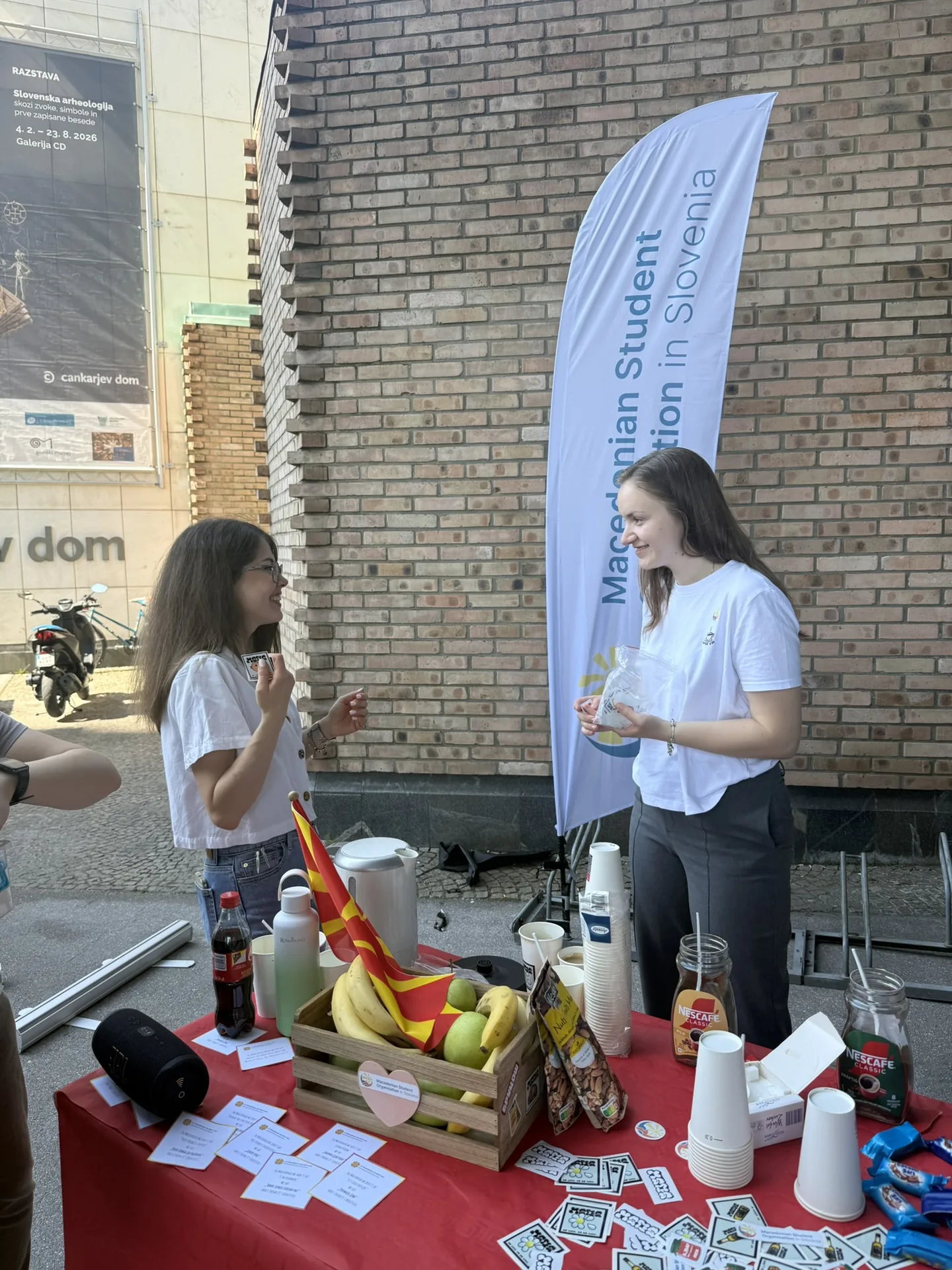 Students taking part in a small activity during Morning Coffee in Front of CTK.