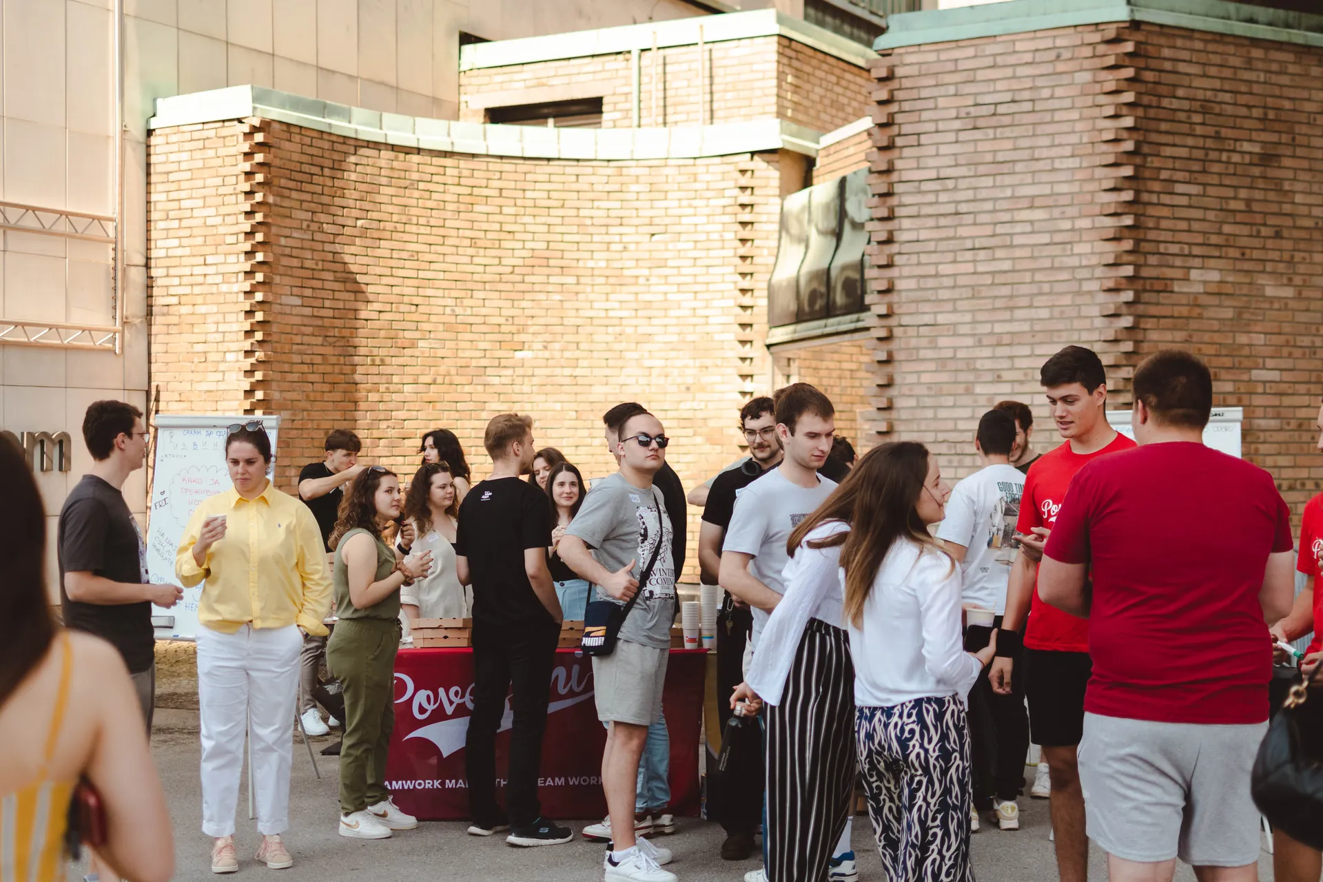 Students gathered at the joint stand during the event.