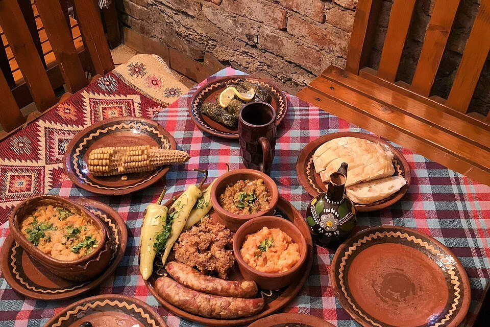 A traditional Macedonian table filled with local dishes